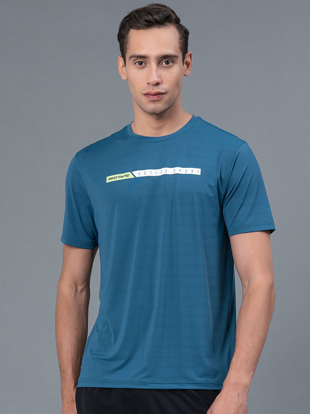 Red Tape Typography Printed Activewear T-shirt, Teal
