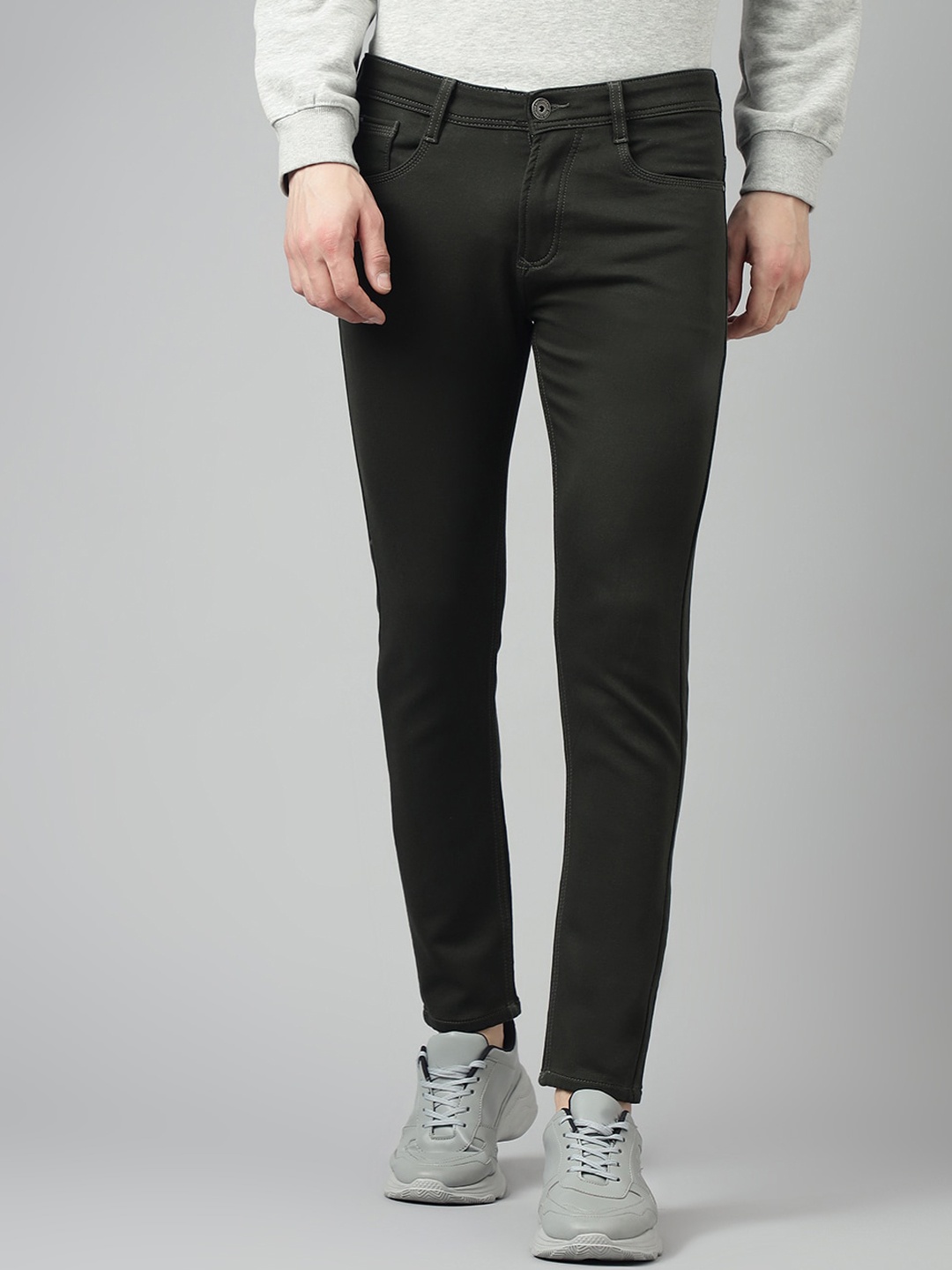 

Code 61 Men Skinny Fit Low-Rise Stretchable Jeans, Green