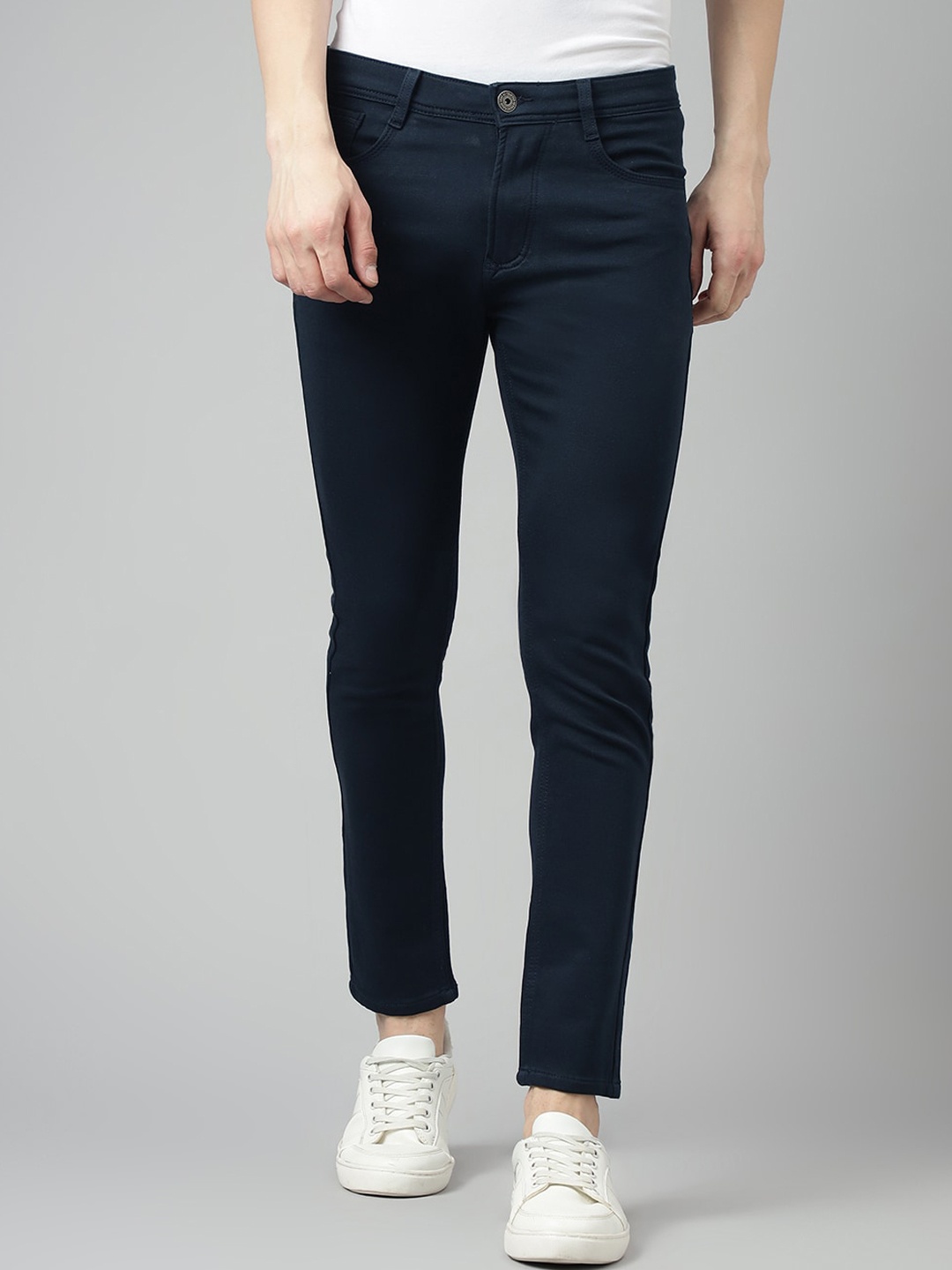 

Code 61 Men Skinny Fit Low-Rise Dark Shade Stretchable Jeans, Navy blue