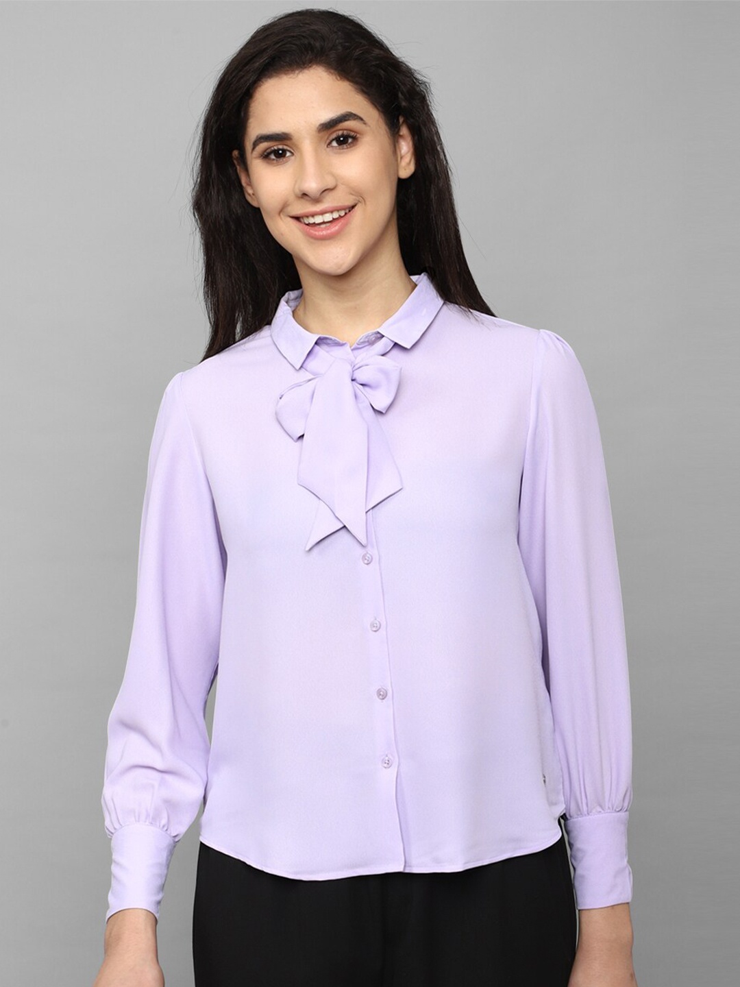 

Allen Solly Woman Cuffed Sleeves Shirt Style Top, Lavender