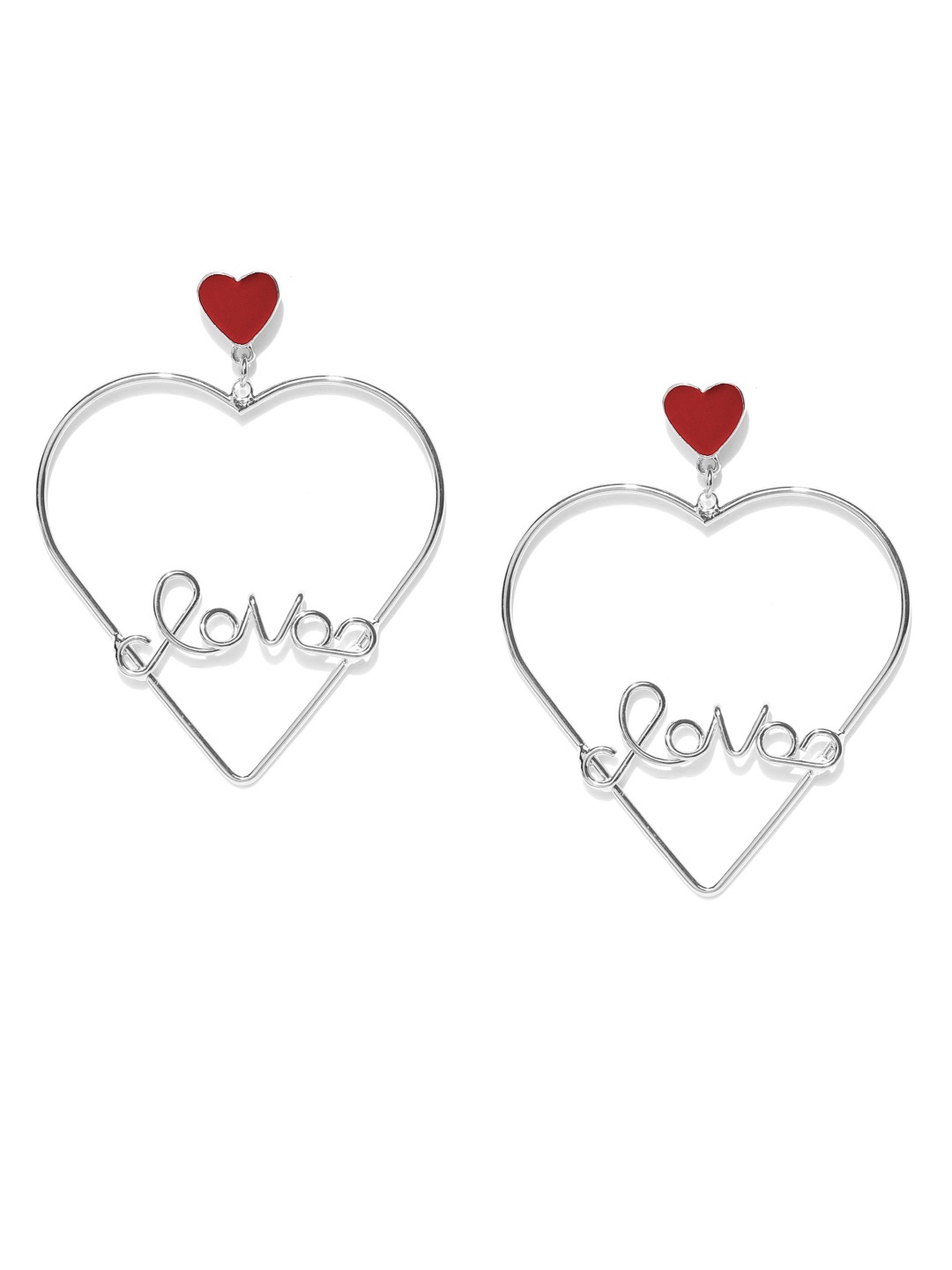 

Jewels Galaxy Silver-Plated Heart-Shaped Handcrafted Drop Earrings