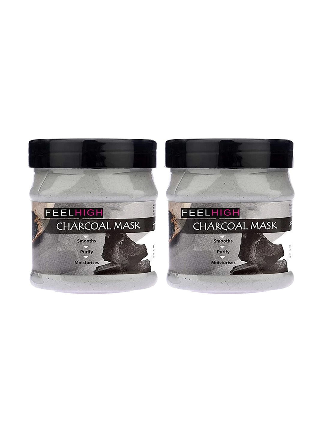 

FEELHIGH Pack Of 2 Skin Smoothning Charcoal Mask - 500 ml Each, Black