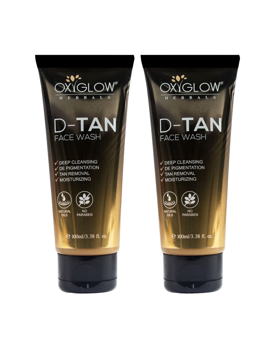 

Oxyglow Herbals Set Of 2 D-Tan Face Wash 100 ml Each, Black