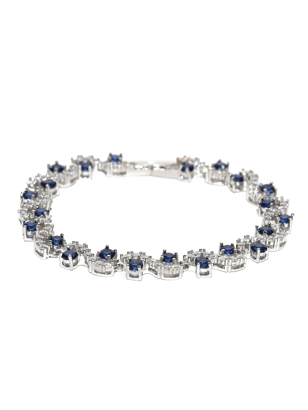 

Jewels Galaxy Silver-Toned & Blue Rhodium-Plated Handcrafted Link Bracelet
