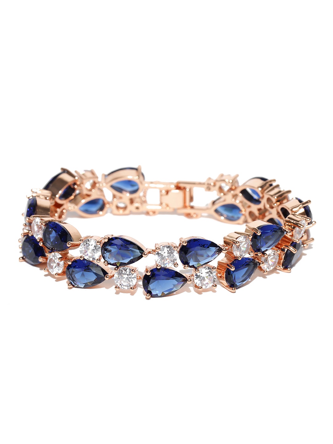 

Jewels Galaxy Gold-Toned & Blue Rose Gold-Plated Handcrafted Link Bracelet