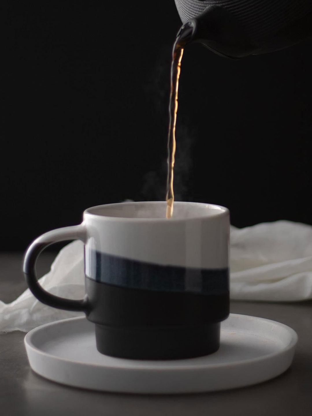 

THEDECORKART Polaris White & Black 2 Pcs Printed Ceramic Coffee Mugs 250 ml Each