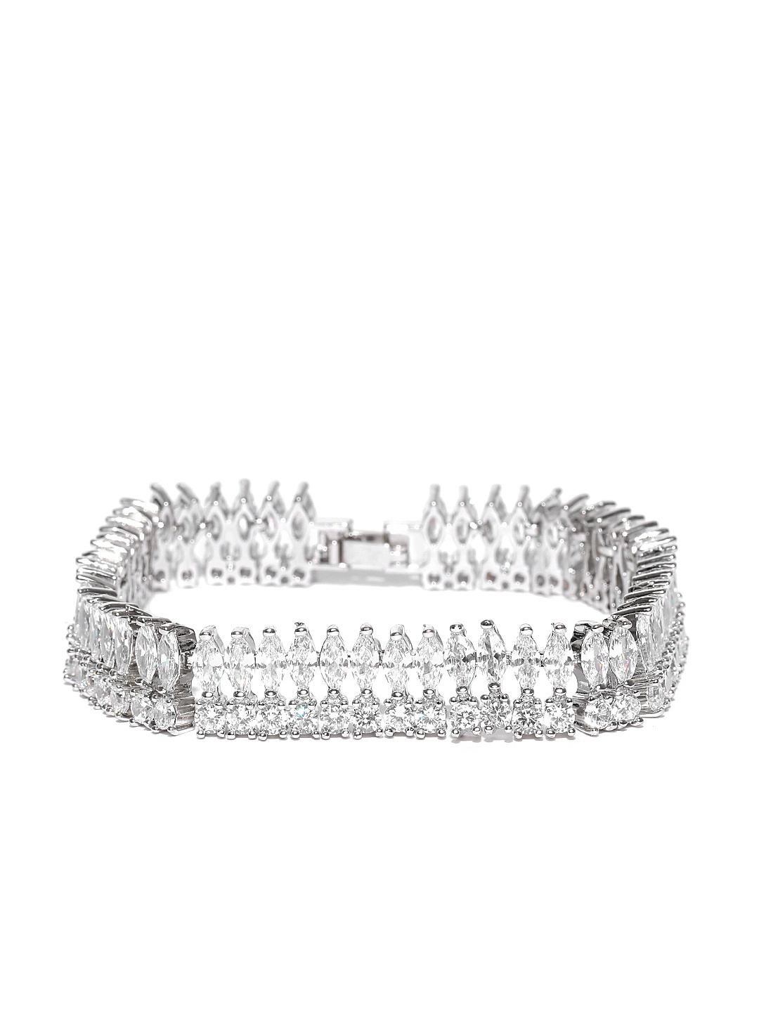

Jewels Galaxy Silver-Toned & Off-White Rhodium-Plated Handcrafted Bracelet