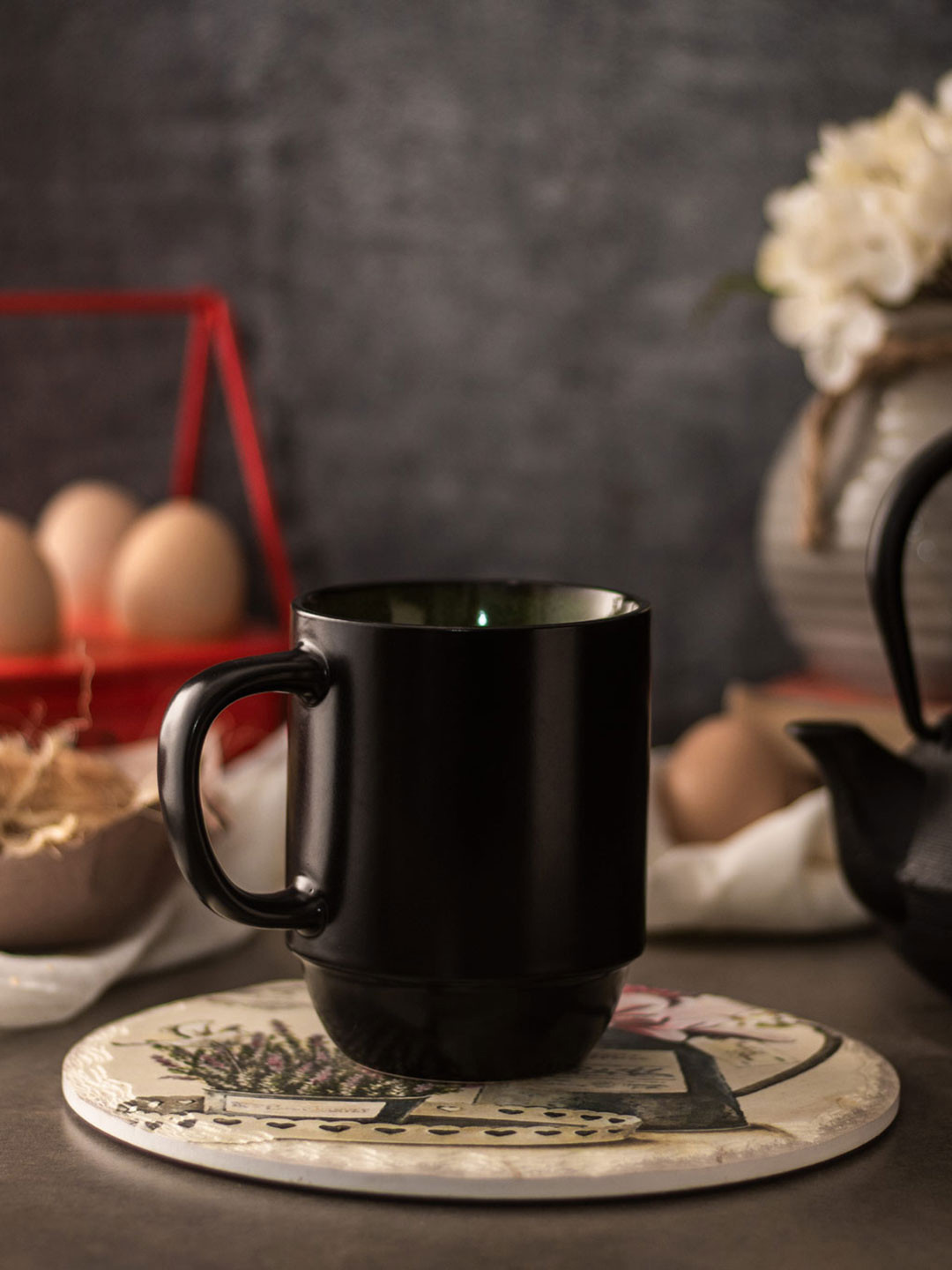 

THEDECORKART Lunar Black Dishwasher Safe Ceramic Coffee Mug 250 ml