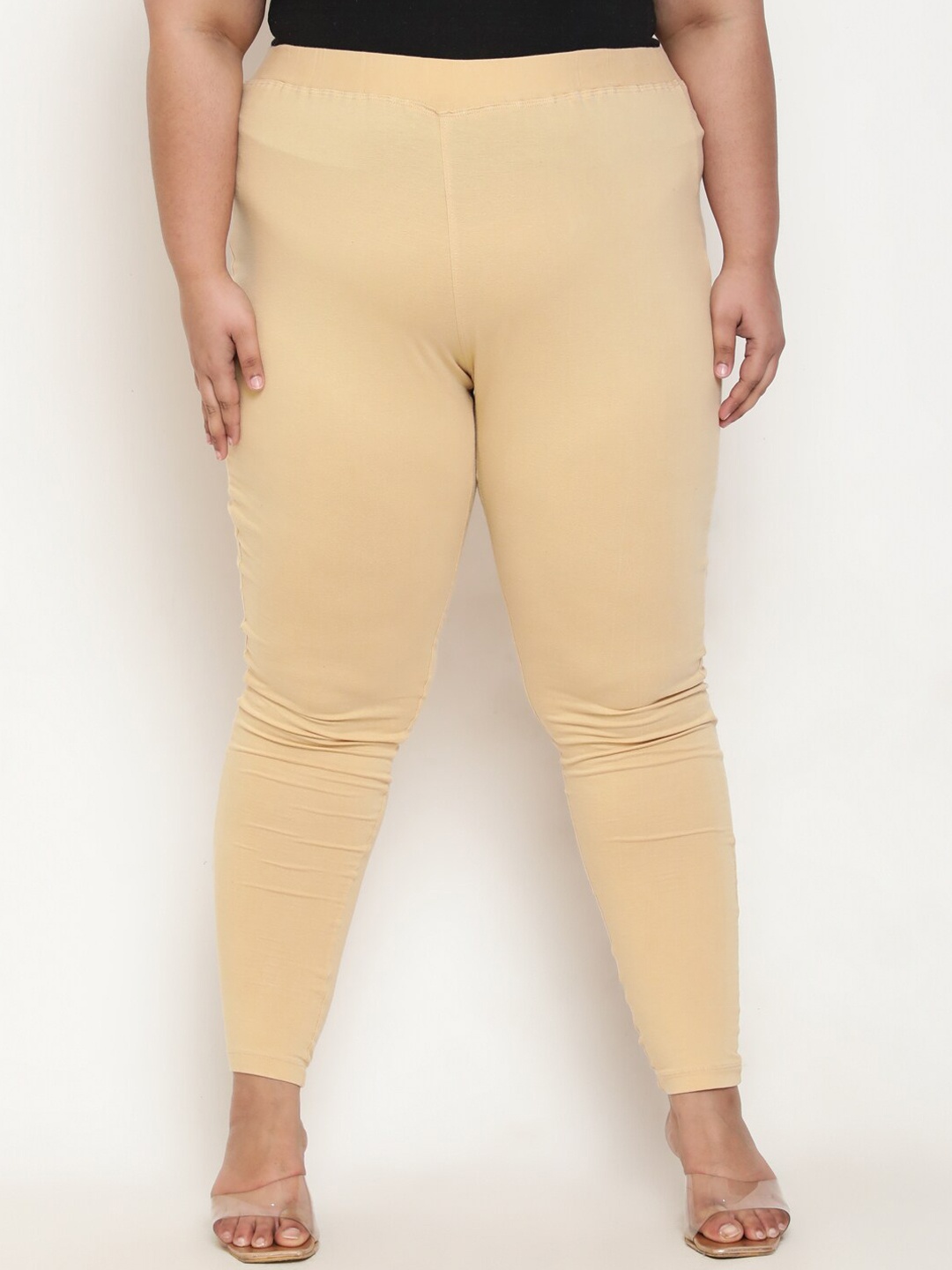 

Amydus Women Plus Size Ankle-Length Cotton Leggings, Beige