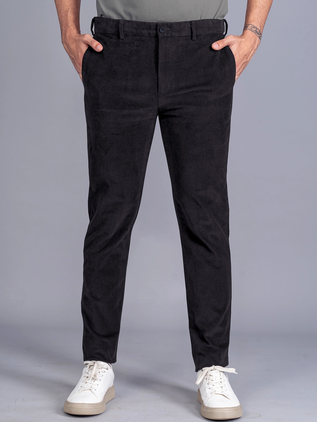 

The Pant Project Men Tailored Slim Fit Easy Wash Chinos Trousers, Grey