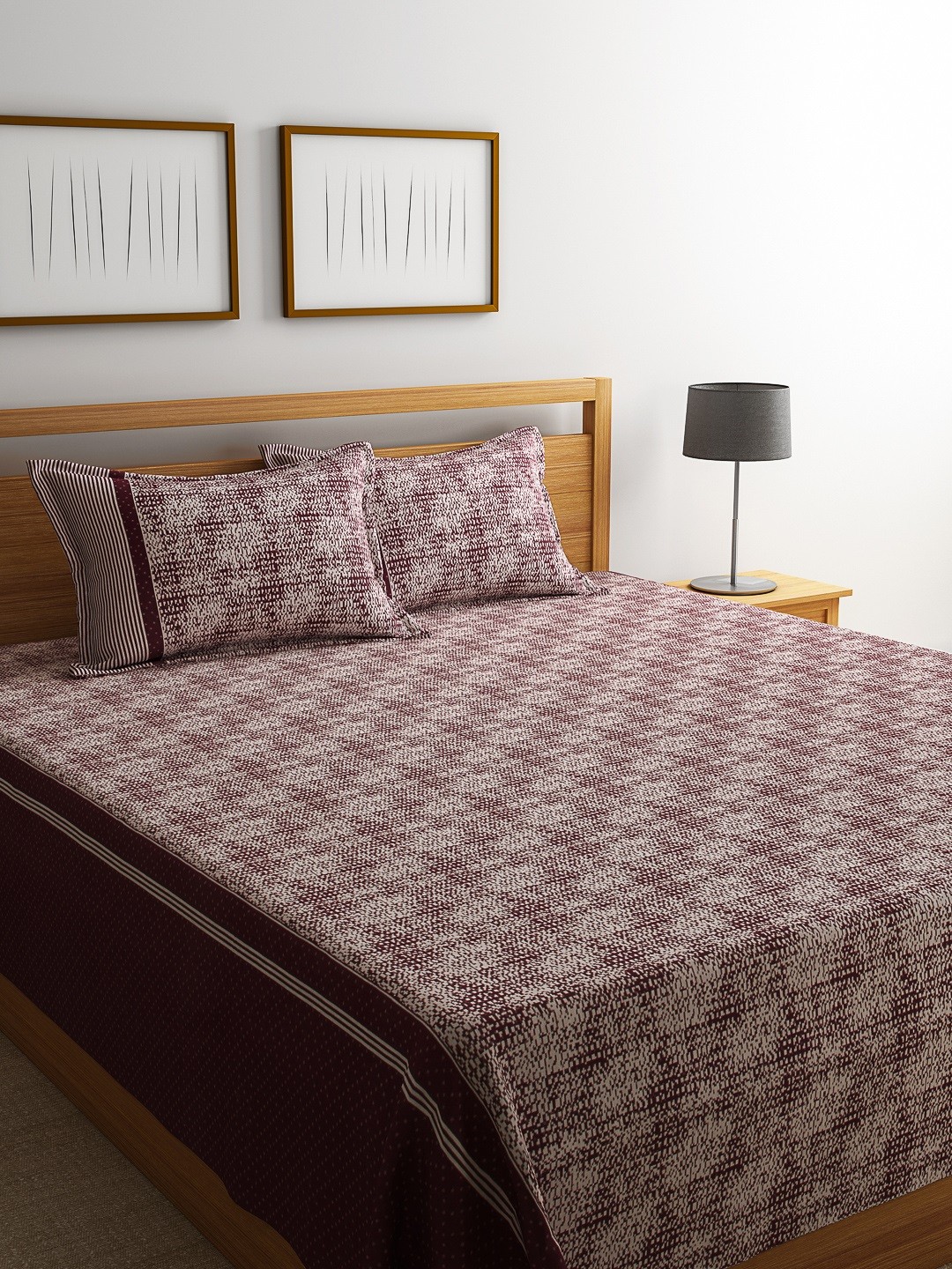 

ROMEE Maroon Polycotton Double Bed Cover