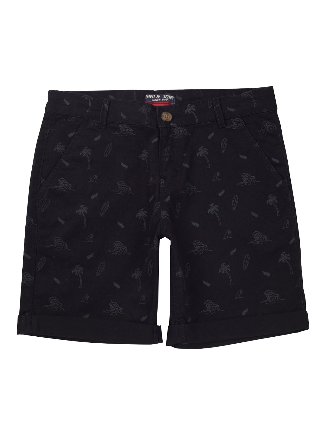 

Gini and Jony Infants Boys Printed Cotton Chinos Shorts, Navy blue