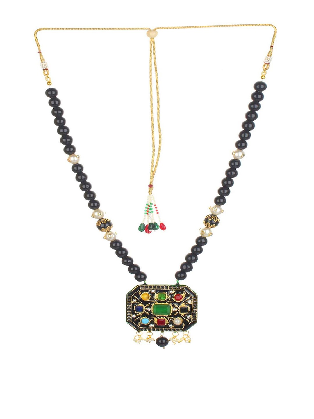

Runjhun Gold-Plated Kundan Studded & Beaded Jewellery Set