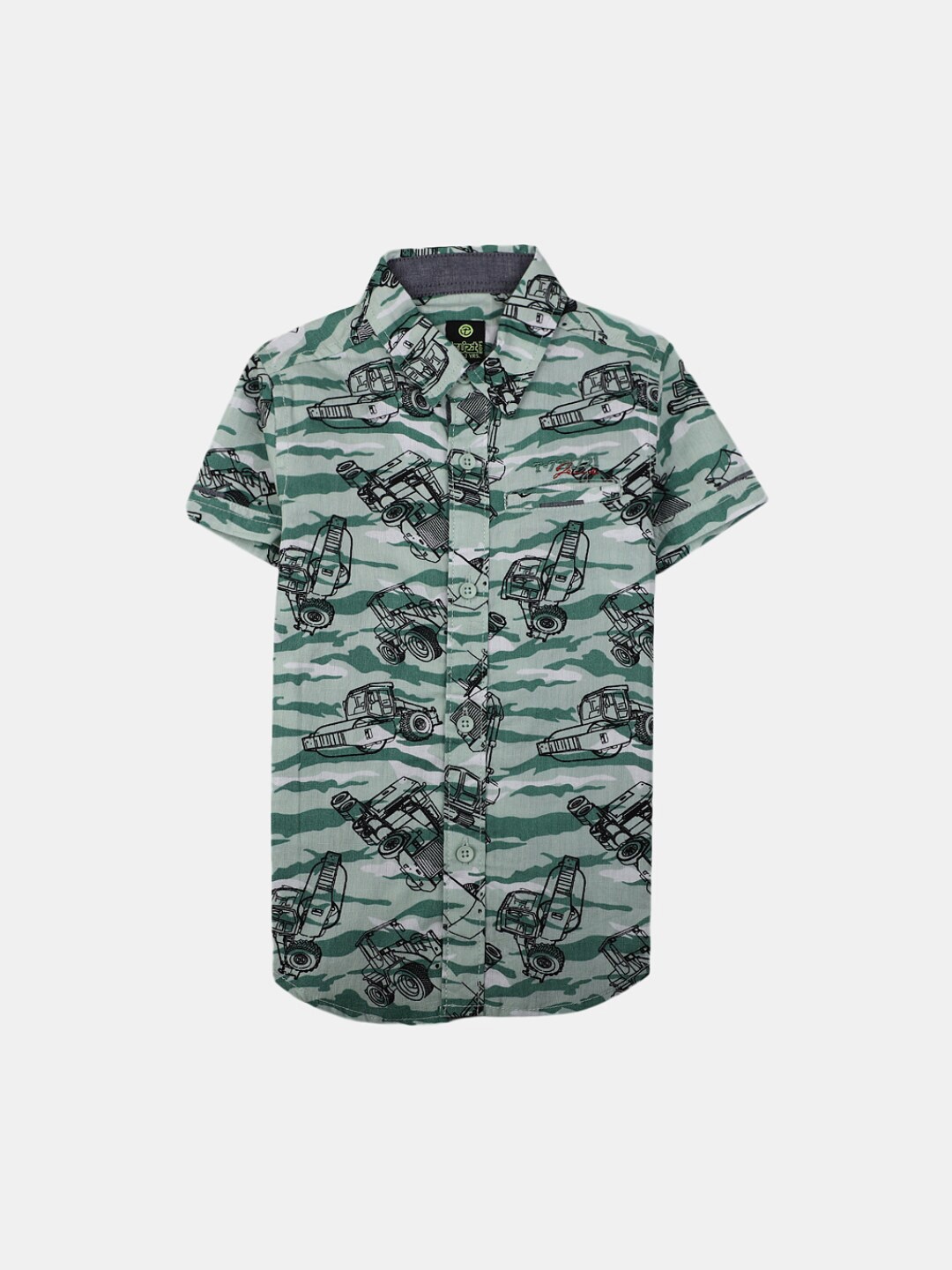

V-Mart Graphic Printed Spread Collar Cotton Casual Shirt, Green