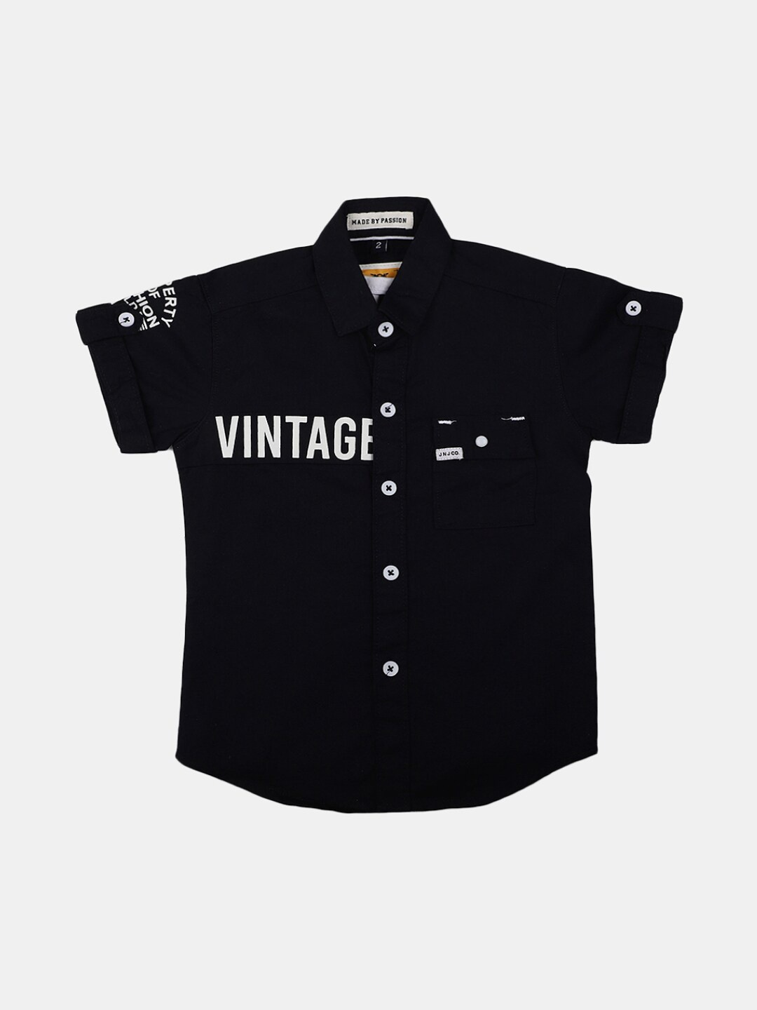 

V-Mart Boys Typography Printed Cotton Casual Shirt, Navy blue