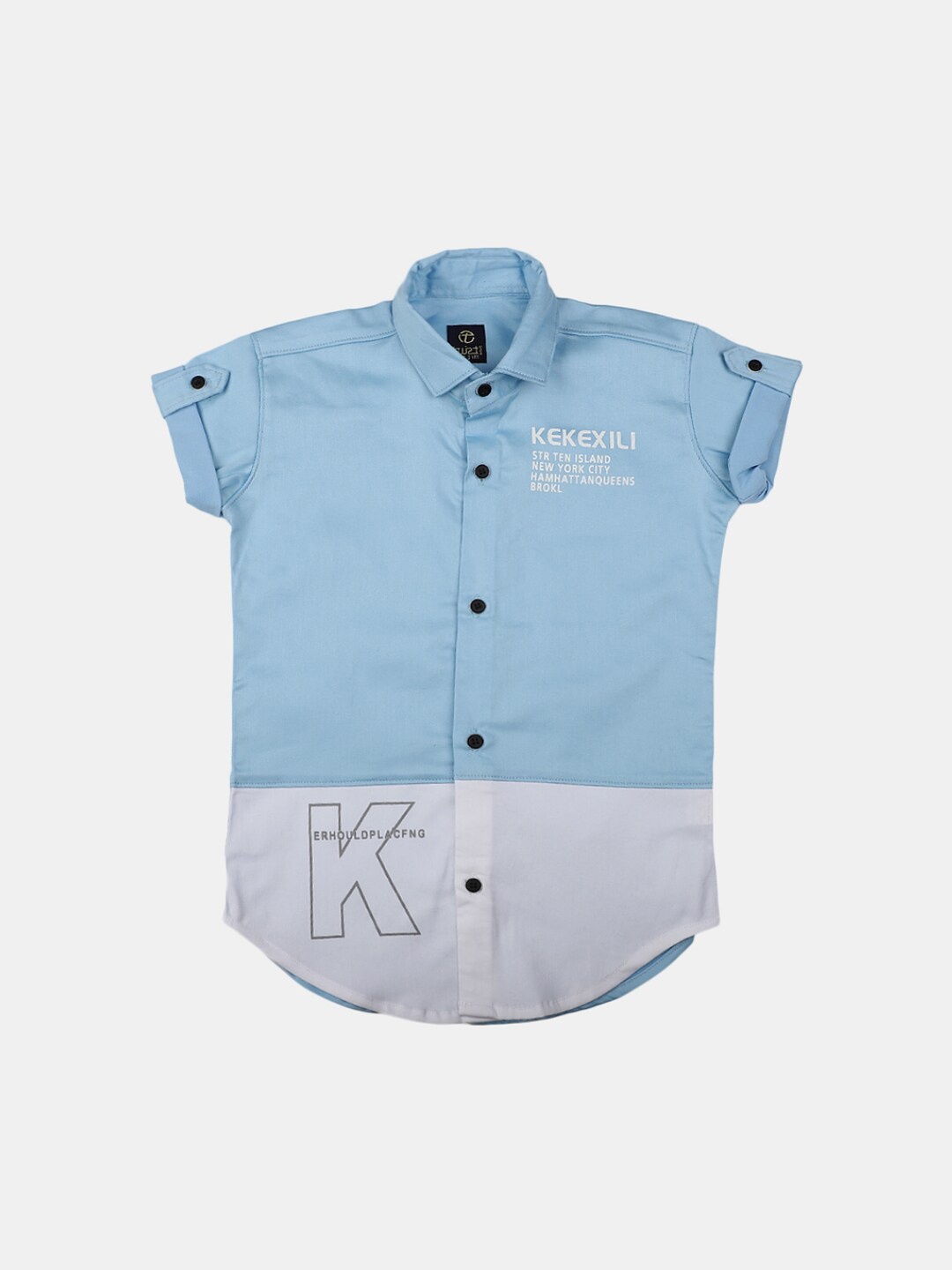 

V-Mart Boys Spread Collar Colourblocked Cotton Casual Shirt, Blue
