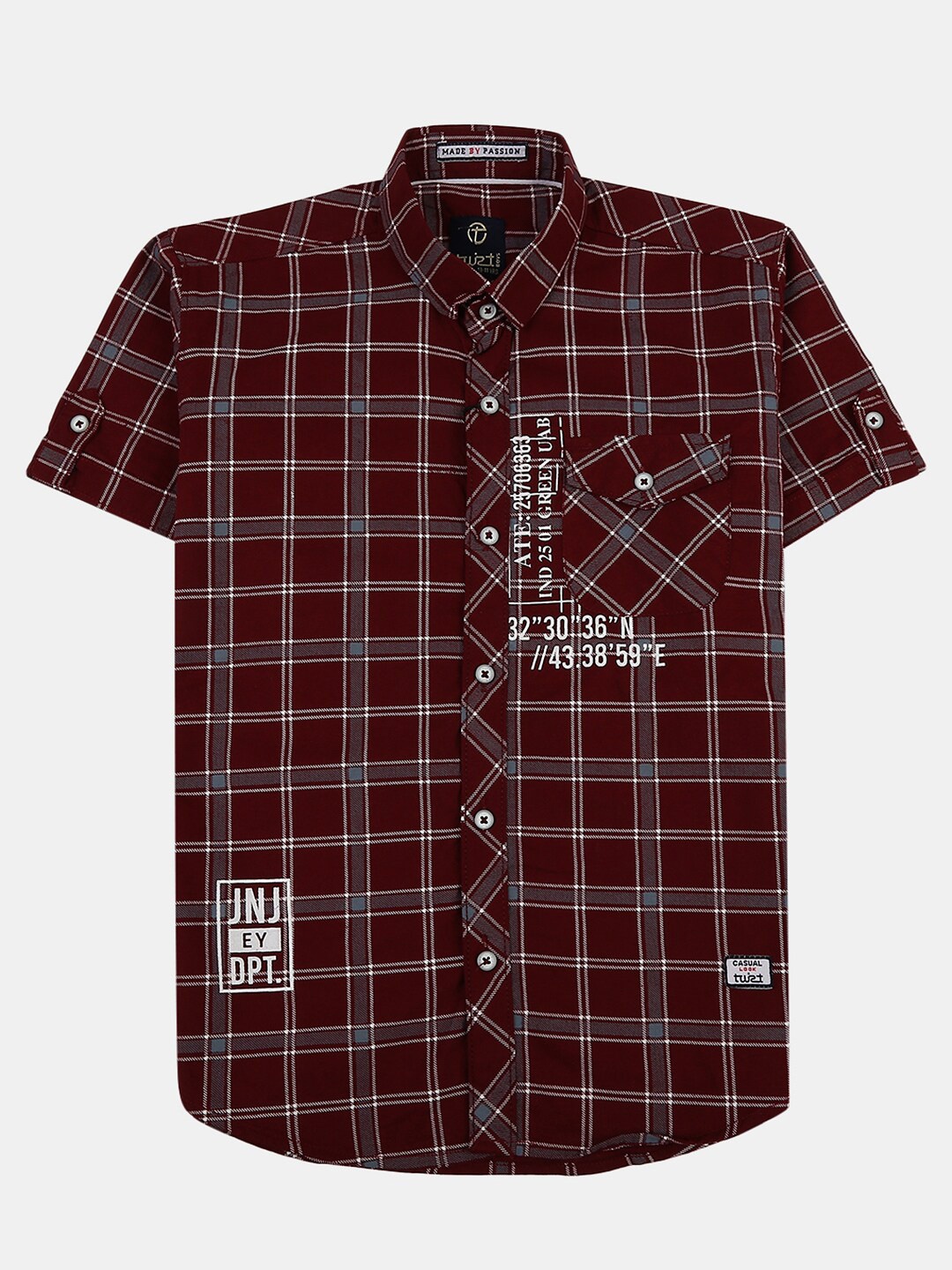 

V-Mart Boys Tartan Checked Cotton Casual Shirt, Red