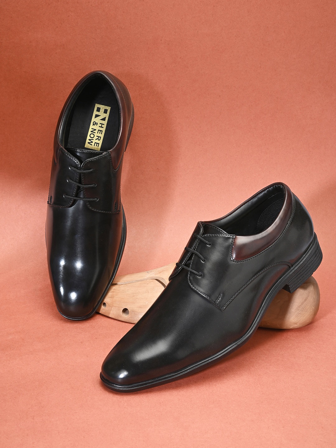 

HERE&NOW Men Round Toe Formal Derbys, Black