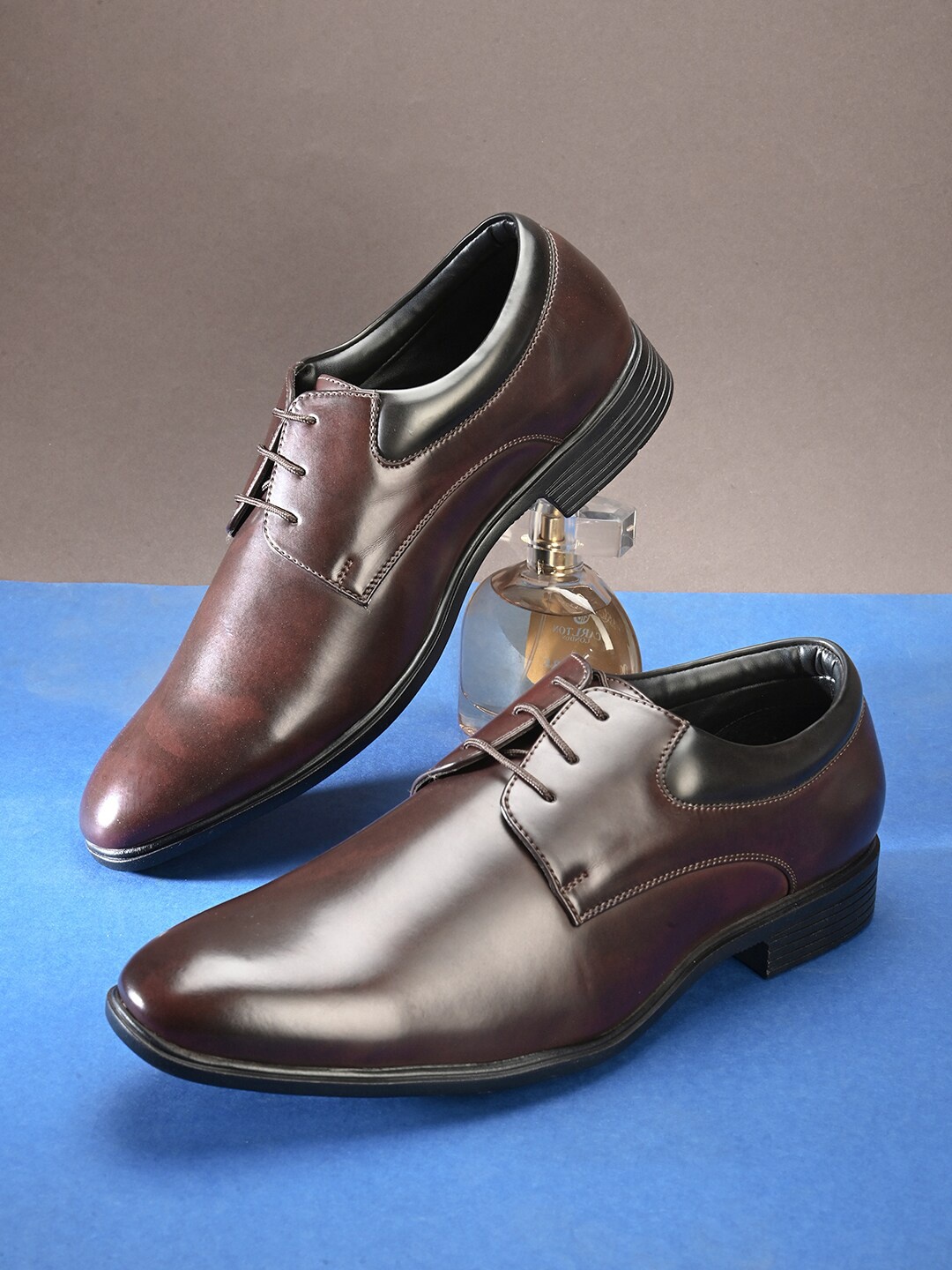 

HERE&NOW Men Round Toe Formal Derbys, Brown