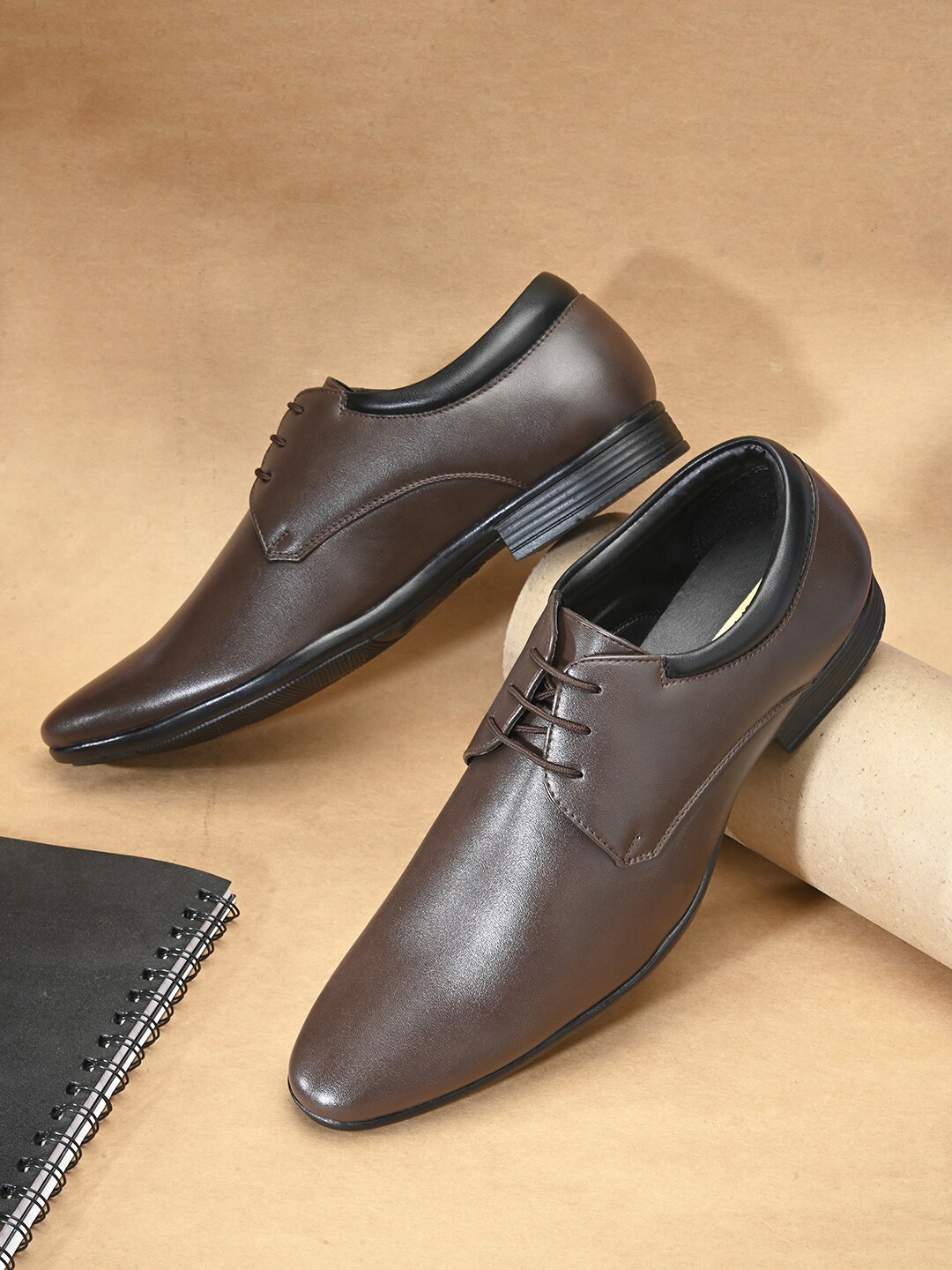 

HERE&NOW Men Textured Formal Derbys, Brown