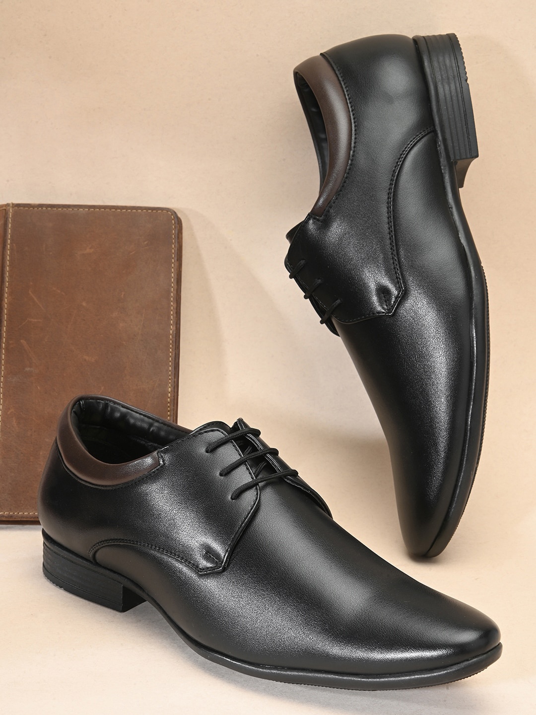 

HERE&NOW Men Textured Formal Derbys, Black