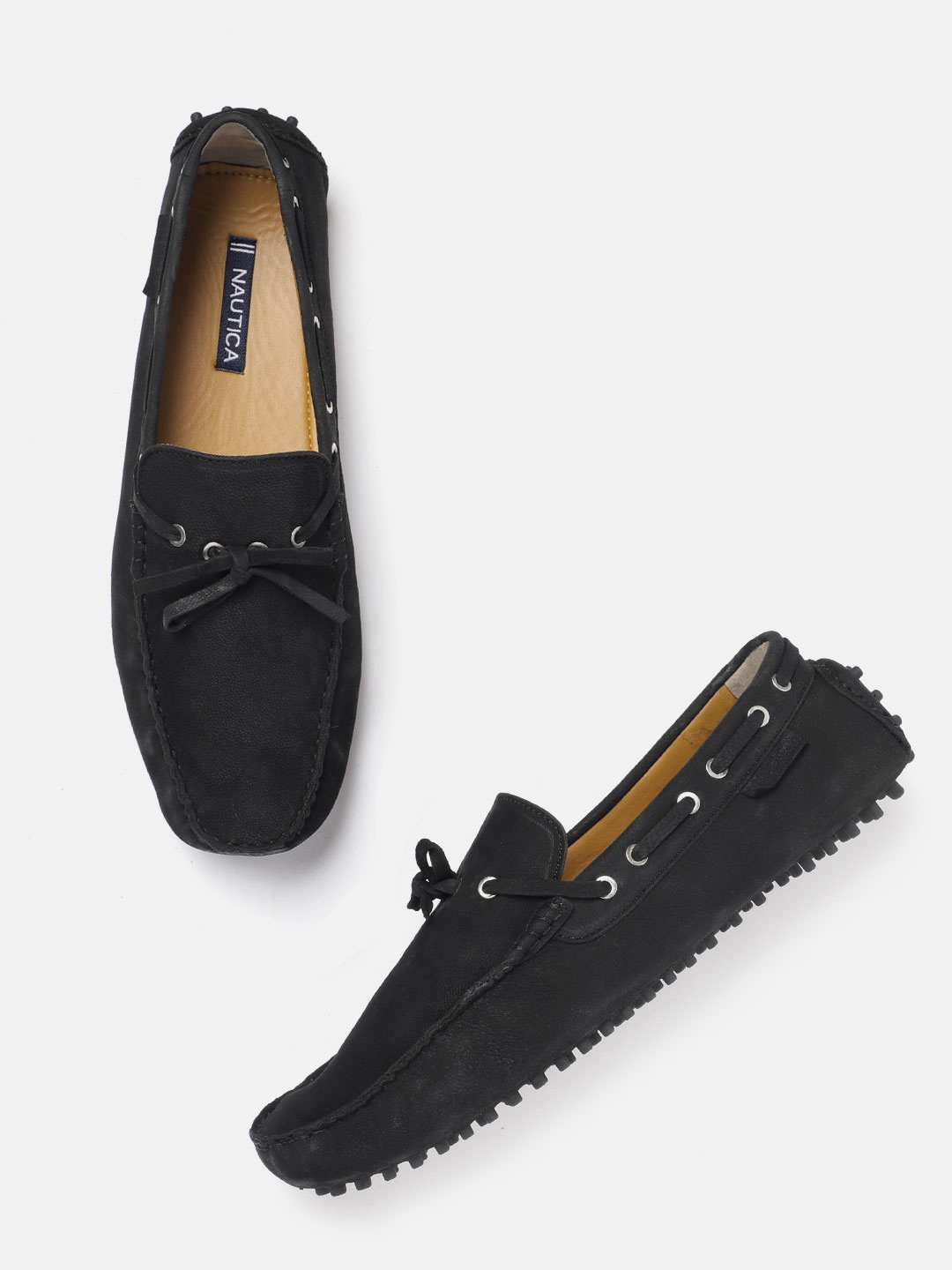 

Nautica Men Tie-Up Detail Boat Shoes, Black