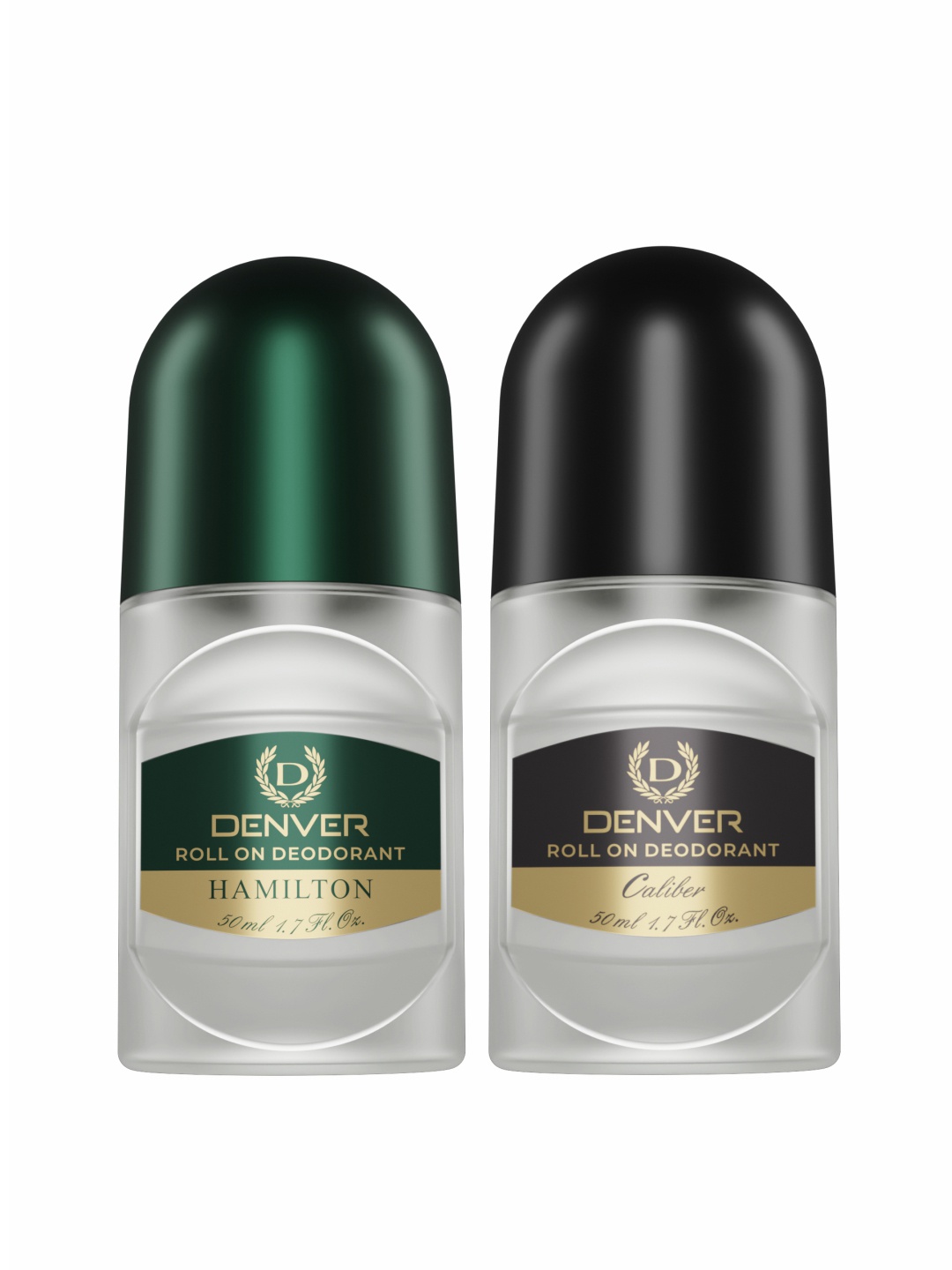 

Denver Men Set of Hamilton & Caliber Roll On Deodorants - 50 ml Each, Black