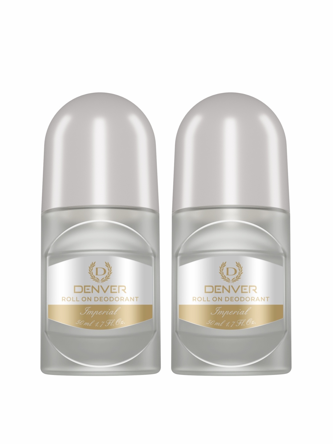 

Denver Men Set of 2 Imperial Roll-On Deodorant - 50 ml Each, Silver