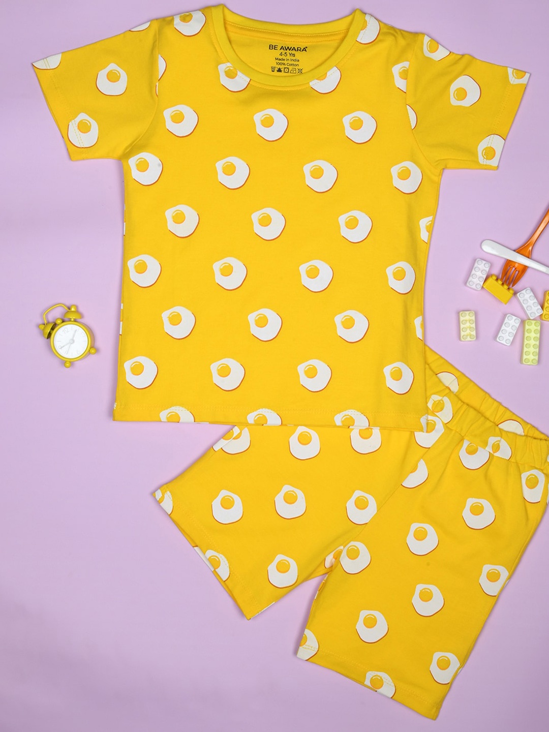 

BE AWARA Infants Conversational Printed Pure Cotton Clothing Set, Yellow