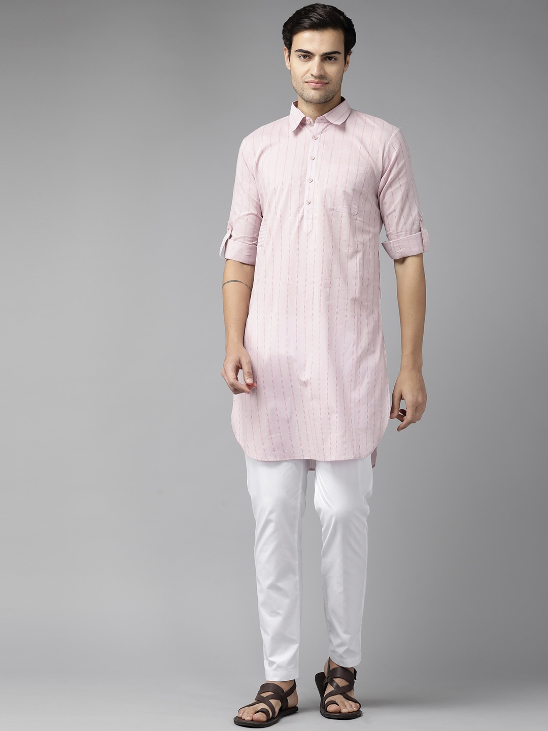 

See Designs Printed Regular Pure Cotton Kurta With Pyjamas, Pink