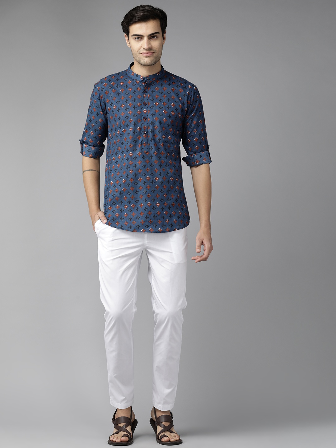 

See Designs Floral Printed Regular Pure Cotton Kurta With Pyjamas, Rust