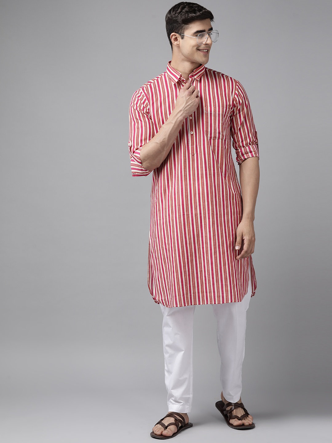 

See Designs Printed Regular Pure Cotton Kurta With Pyjamas, Fuchsia