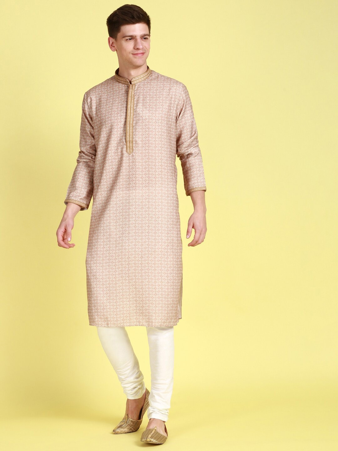 

Sanwara Ethnic Motifs Printed Pure Cotton Kurta with Churidar, Beige