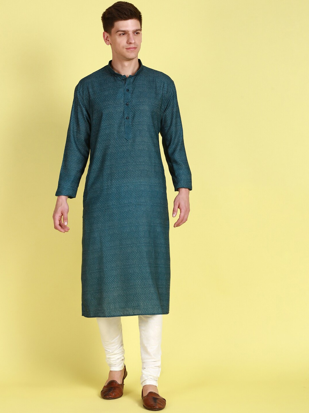 

Sanwara Ethnic Motifs Printed Pure Cotton Kurta with Churidar, Green