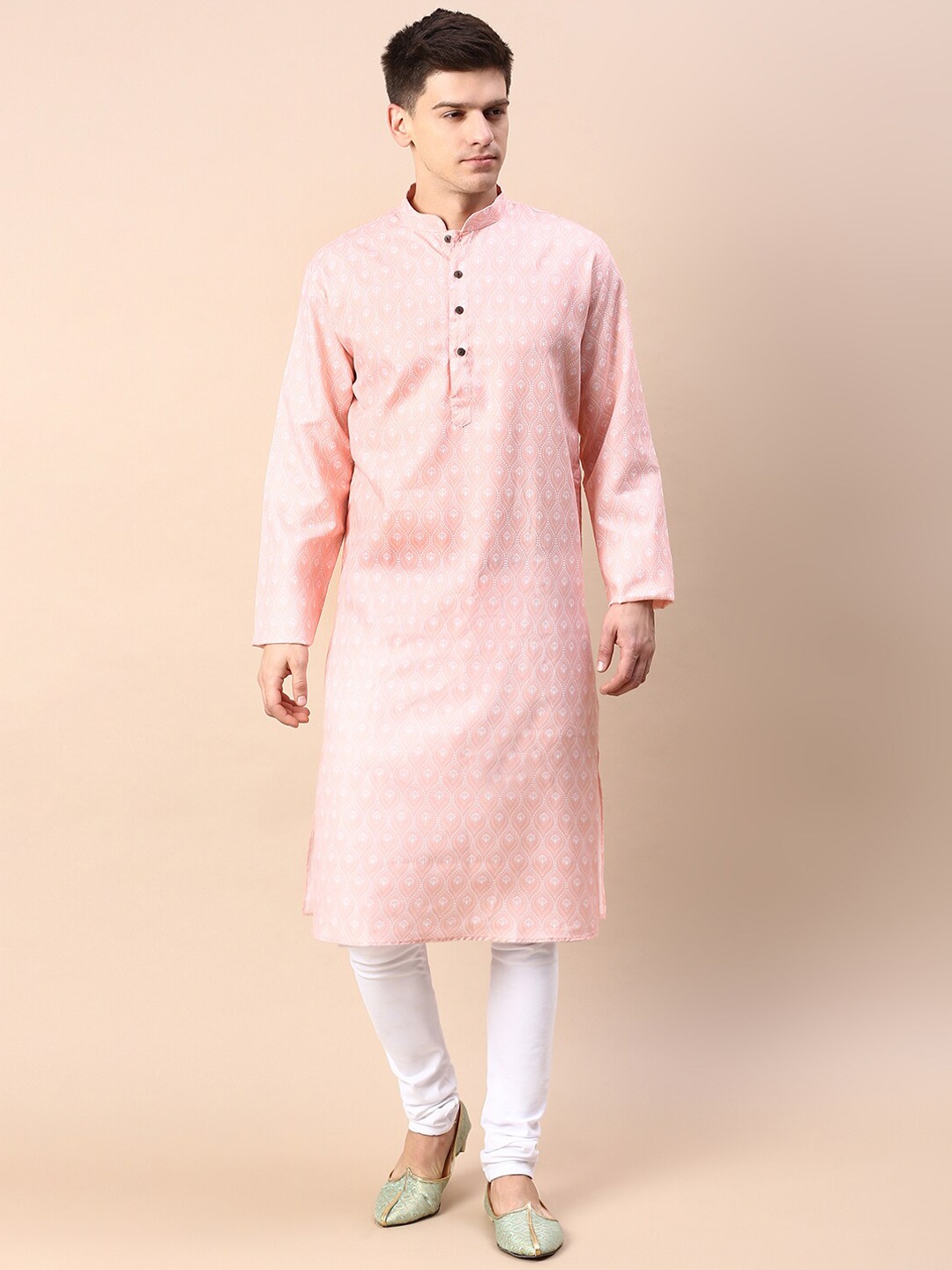 

Sanwara Floral Printed Pure Cotton Kurta with Pyjamas, Pink