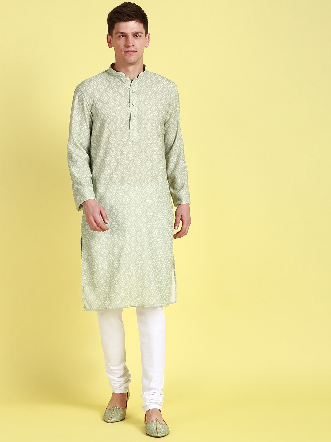 

Sanwara Bandhani Printed Pure Cotton Kurta with Pyjamas, Green