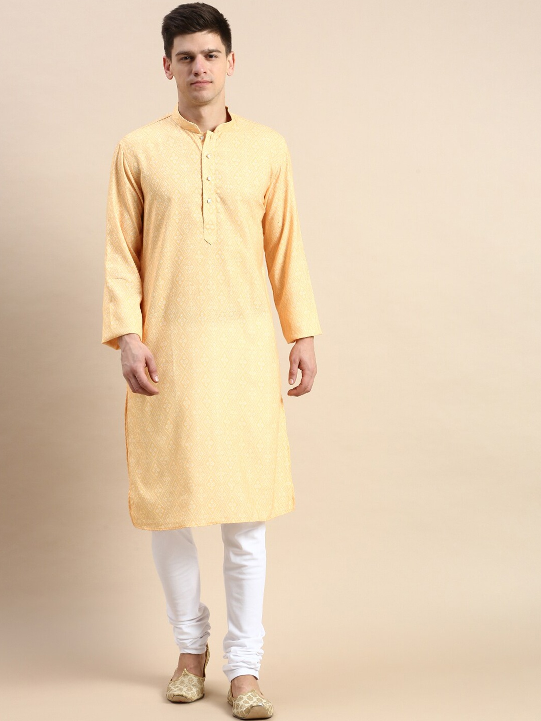 

Sanwara Bandhani Printed Pure Cotton Kurta with Pyjamas, Yellow