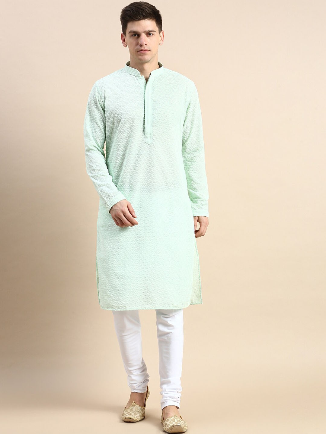 

Sanwara Ethnic Motifs Embroidered Pure Cotton Kurta with Pyjamas, Sea green