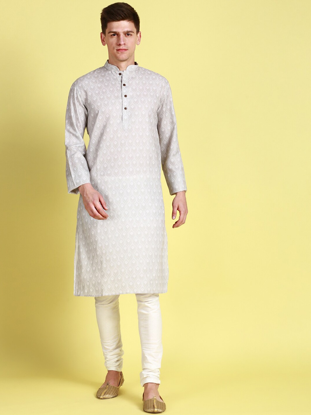 

Sanwara Ethnic Motifs Printed Pure Cotton Kurta with Pyjamas, Grey