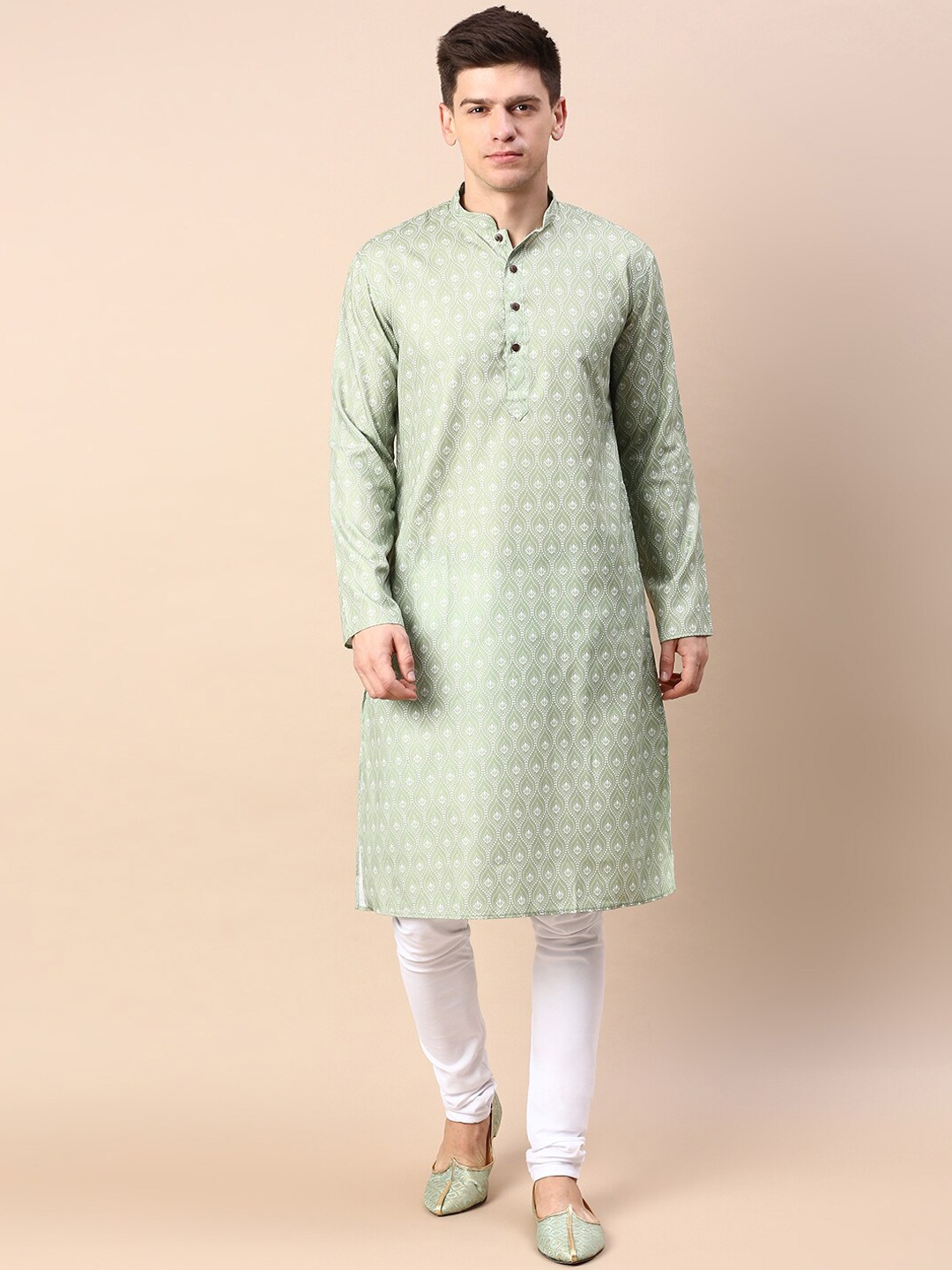 

Sanwara Floral Printed Pure Cotton Kurta with Pyjamas, Green