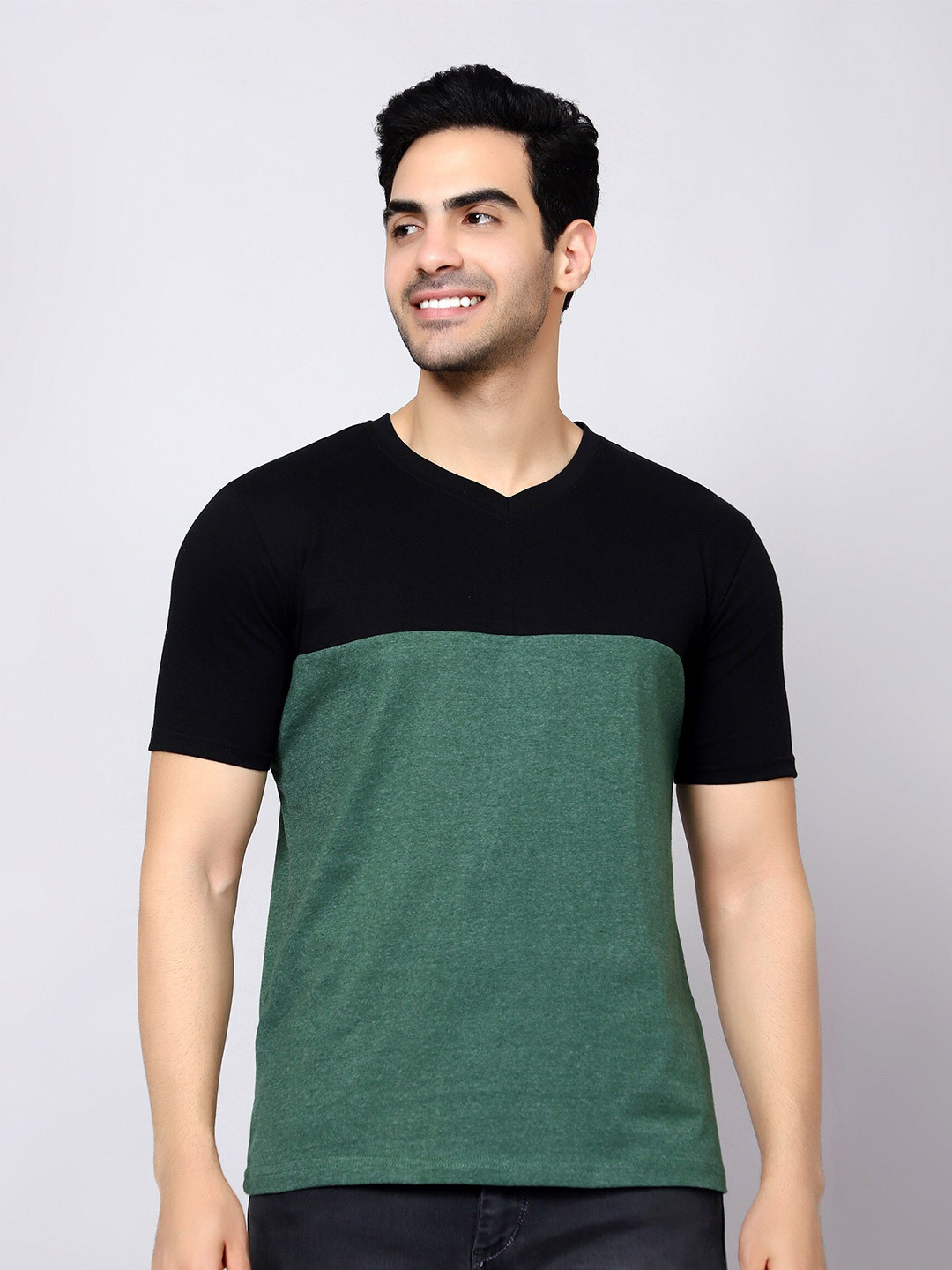 

DIAZ Colourblocked Cotton T-shirt, Green