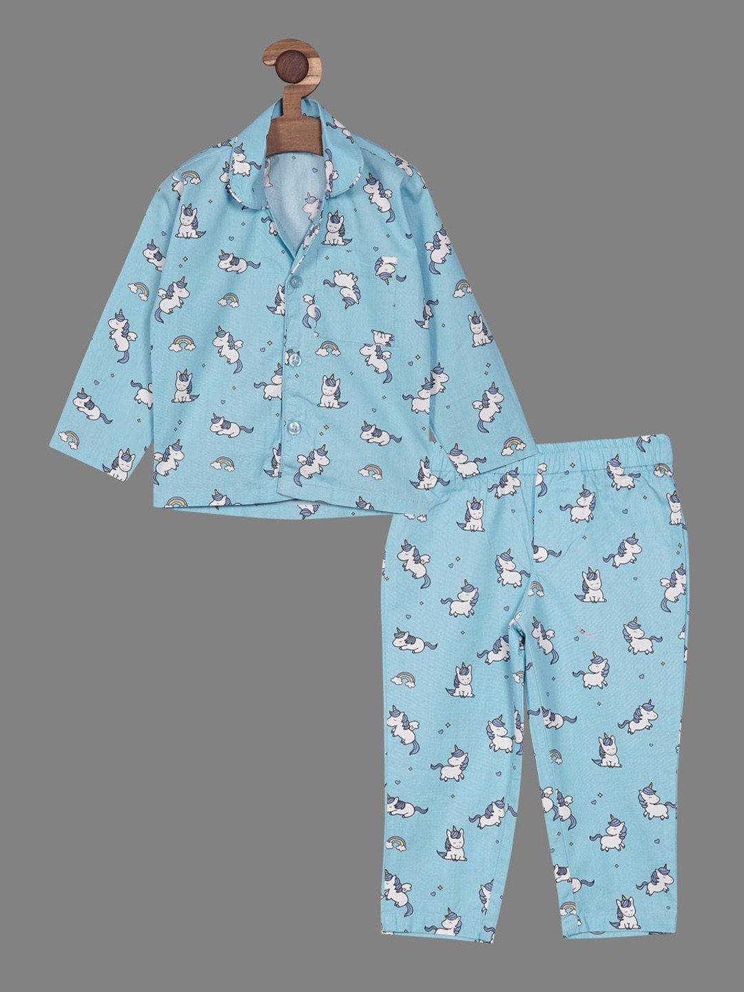 

RIKIDOOS Boys Conversational Printed Pure Cotton Night Suit, Blue