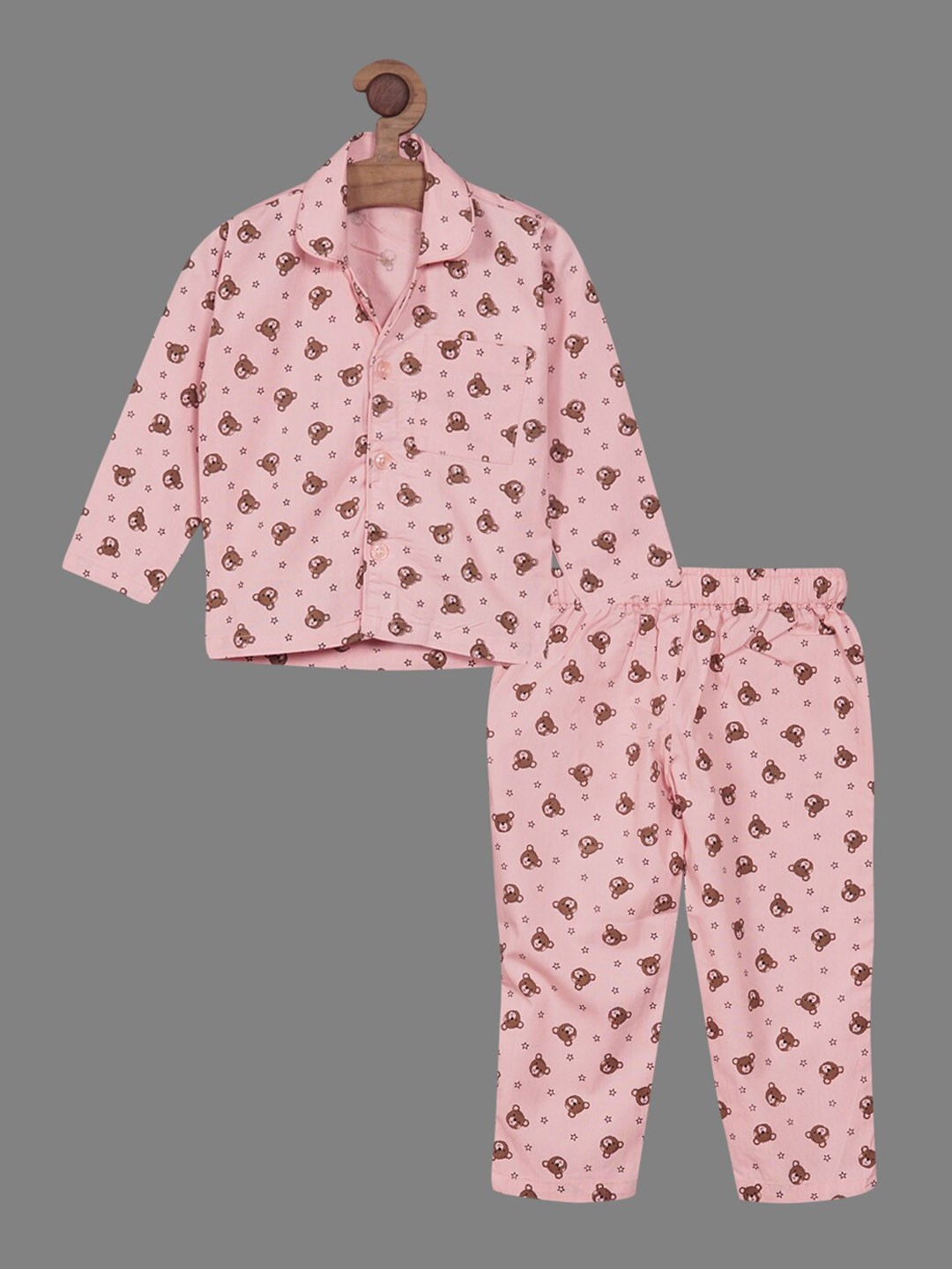 

RIKIDOOS Boys Conversational Printed Pure Cotton Night Suit, Pink
