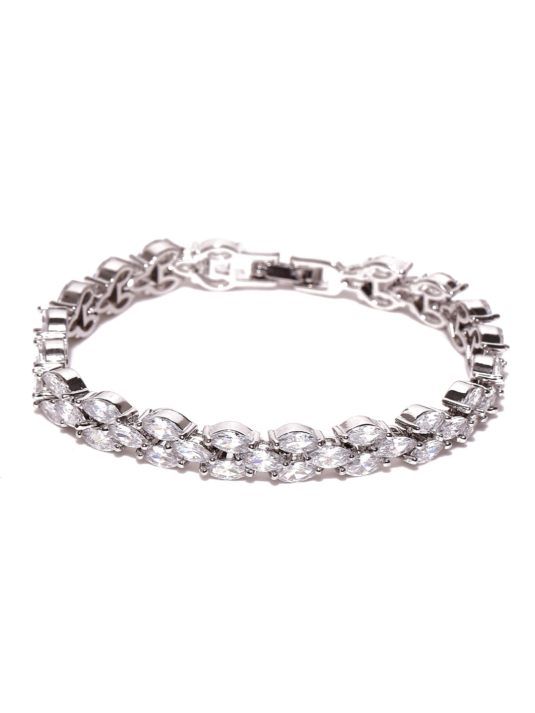 

Jewels Galaxy Silver-Toned Rhodium-Plated Handcrafted Link Bracelet