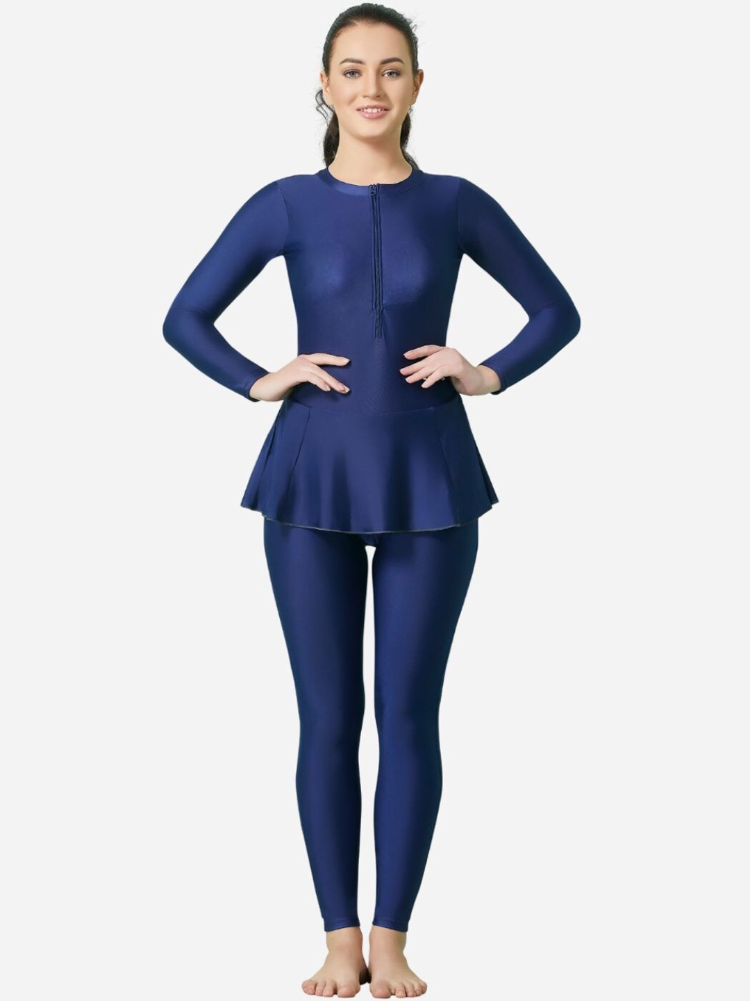 

VELOZ Swimming Dress With Attached Tights, Navy blue