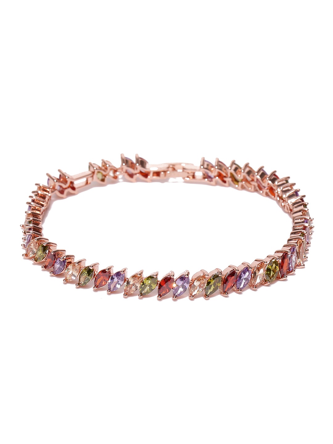 

Jewels Galaxy Multicoloured Rose Gold-Plated Handcrafted Link Bracelet