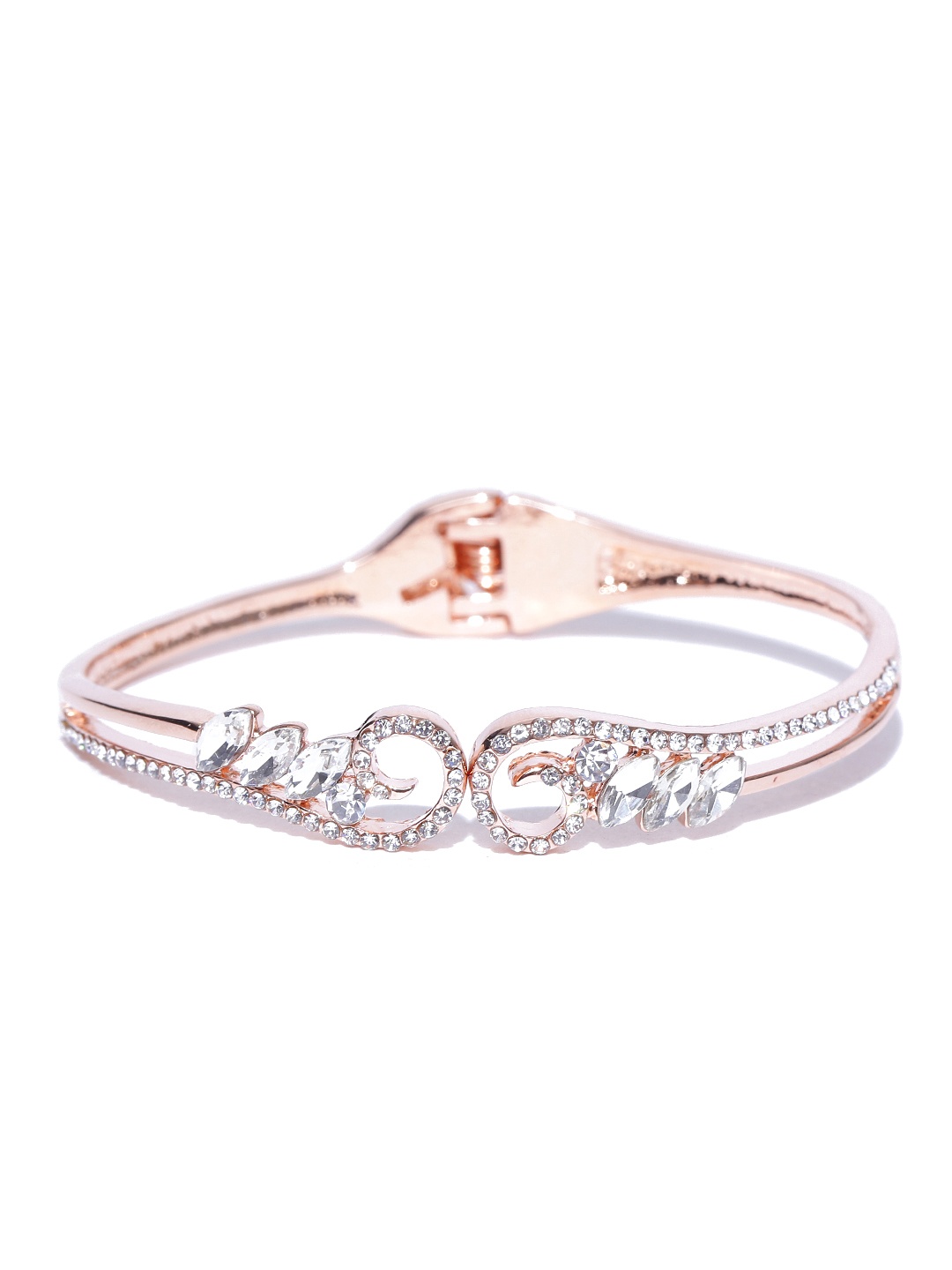 

Jewels Galaxy 18K Rose Gold-Plated Handcrafted CZ Stone-Studded Bangle-Style Bracelet