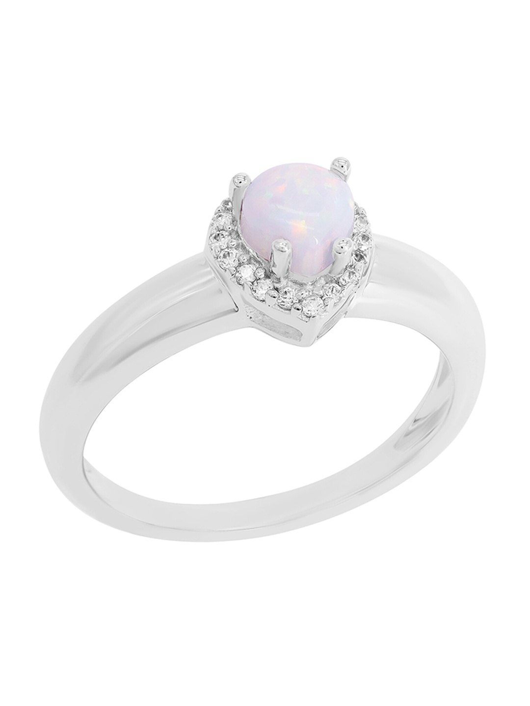 

LA SOULA 925 Sterling Silver & Stone-Studded With Opal-Charm Finger Ring, White