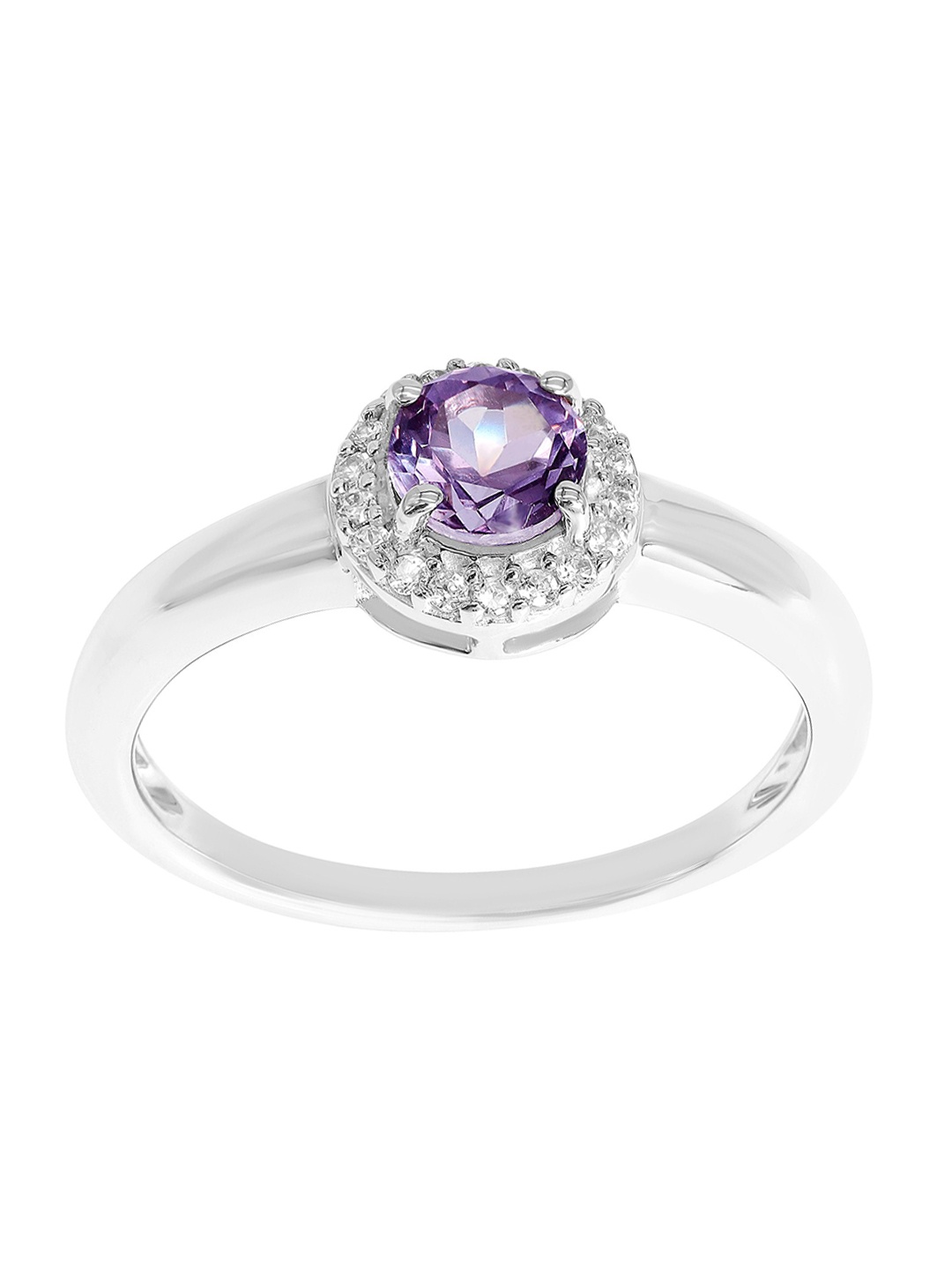 

LA SOULA 925 Silver-Plated Stone-Studded Finger Ring, Purple