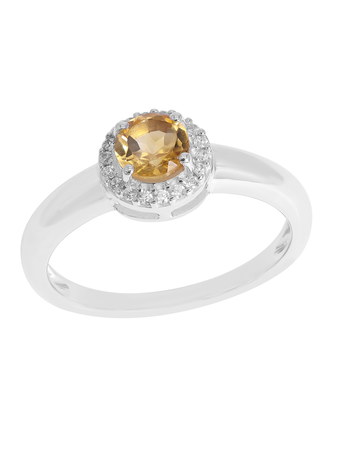 

LA SOULA 925 Silver Citrine Stone-Studded Finger Ring, Yellow